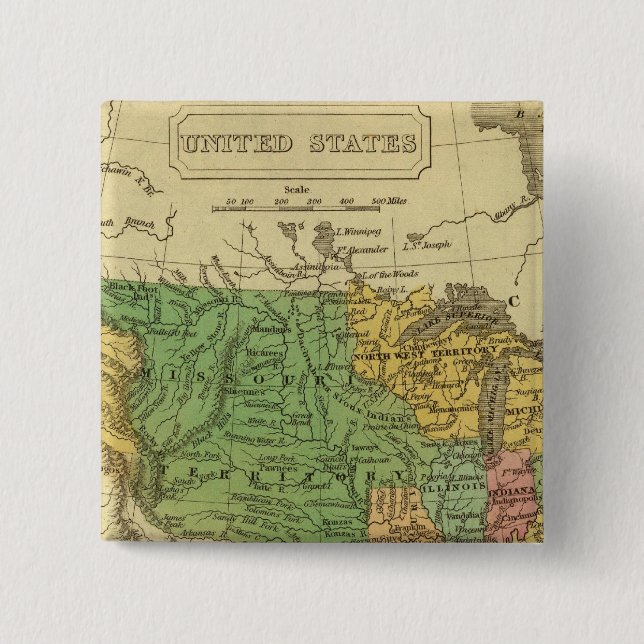 Bóton Quadrado 5.08cm Estados Unidos 6 (Frente)