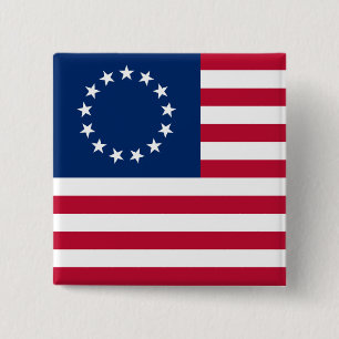 Bóton Quadrado 5.08cm Estados Unidos Betsy Ross Flag