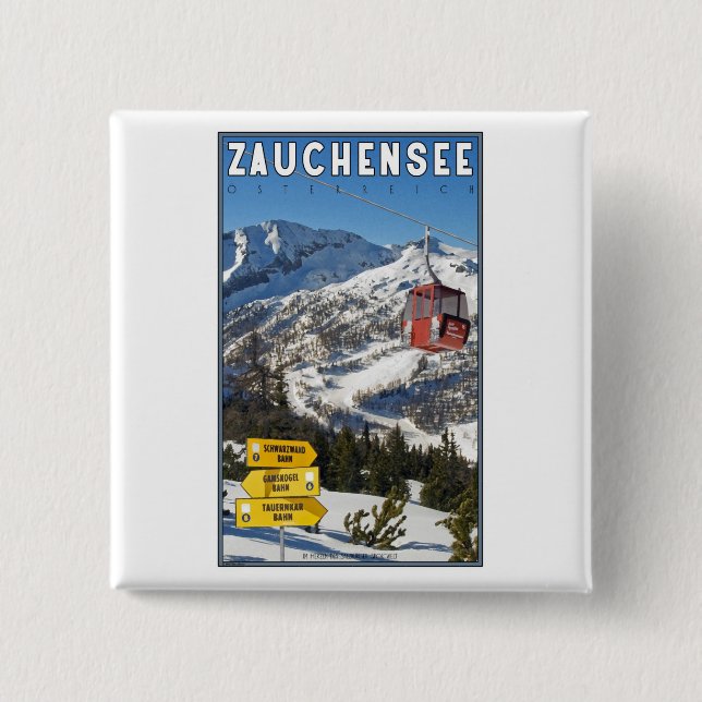 Bóton Quadrado 5.08cm Estância de esqui de Zauchensee (Frente)