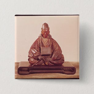 Bóton Quadrado 5.08cm Estátua assentada do período de Basho Edo