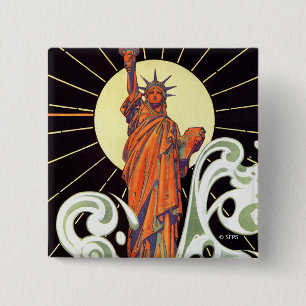 Bóton Quadrado 5.08cm Estátua da liberdade