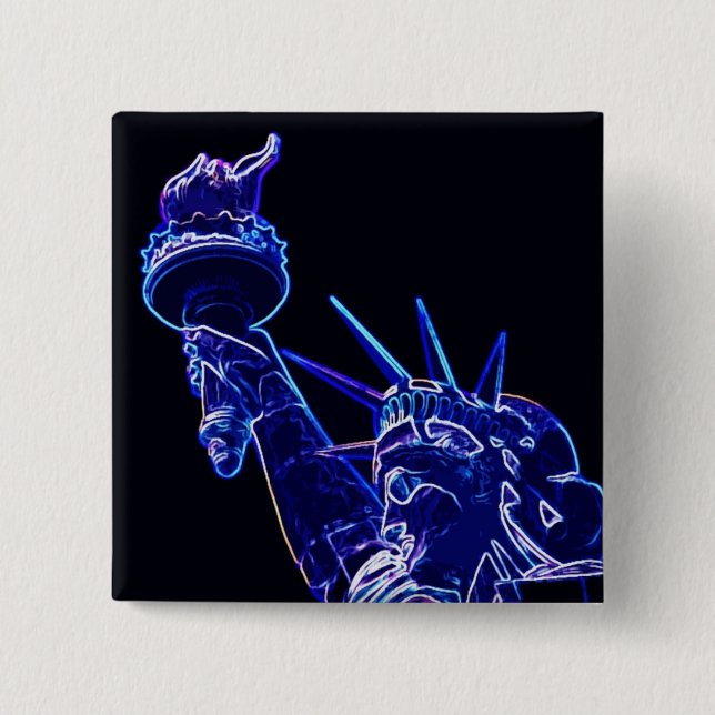 Bóton Quadrado 5.08cm Estátua da Pop da Liberdade (Frente)