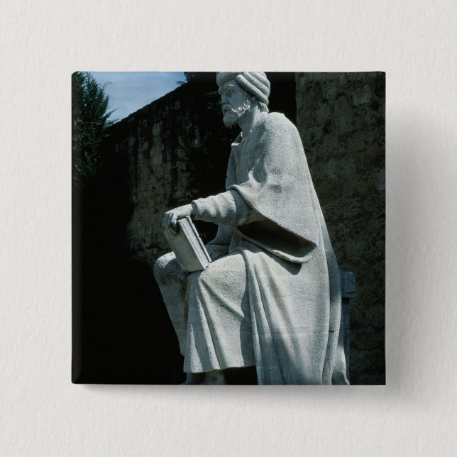 Bóton Quadrado 5.08cm Estátua de Averroes (Frente)