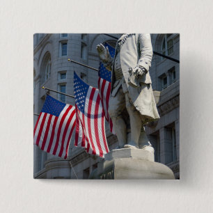 Bóton Quadrado 5.08cm estátua de Benjamin Franklin em Washington, DC