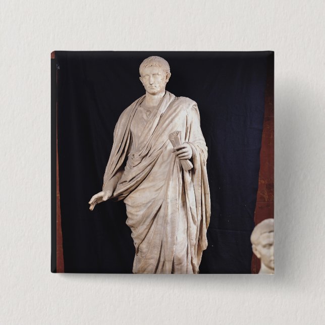 Bóton Quadrado 5.08cm Estátua de Caesar Augustus (Frente)
