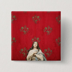 Bóton Quadrado 5.08cm Estátua em uma igreja de Spaccanapoli, Nápoles d