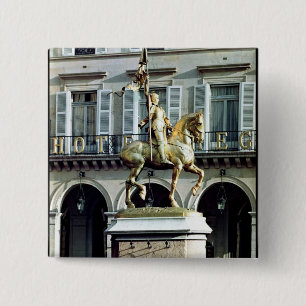 Bóton Quadrado 5.08cm Estátua equestre de Joana do arco