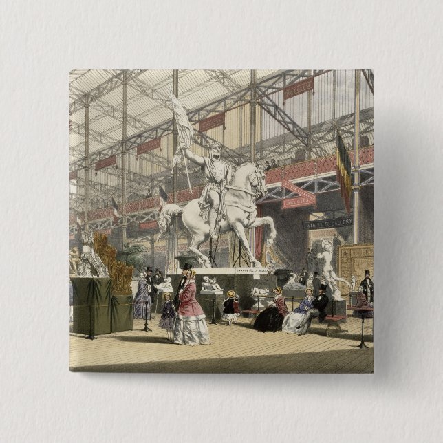 Bóton Quadrado 5.08cm Estátuas na seção de Bélgica do grande Exhibi (Frente)