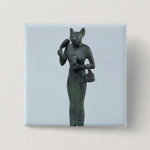 Bóton Quadrado 5.08cm Estatueta da deusa Bastet
