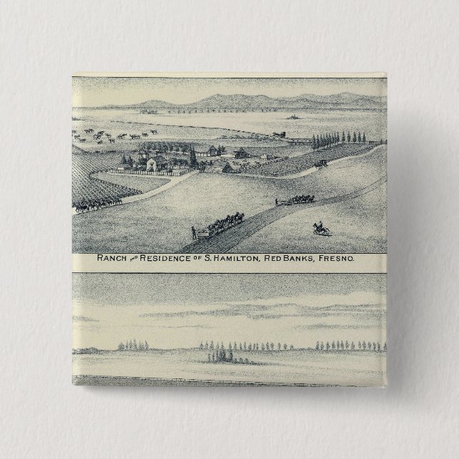 Bóton Quadrado 5.08cm Estella Blanca Vineyard, Califórnia (Frente)