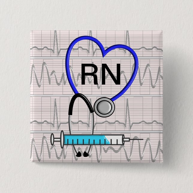 Bóton Quadrado 5.08cm Estetoscópio do botão da enfermeira diplomada (Frente)