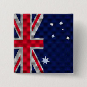 Bóton Quadrado 5.08cm Estilo de Fibra de Carbono Design de Bandeira Aust