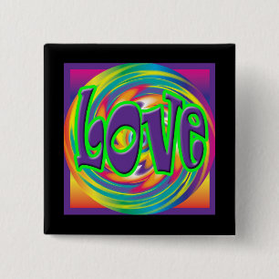 Bóton Quadrado 5.08cm Estilo do Amor dos anos 70