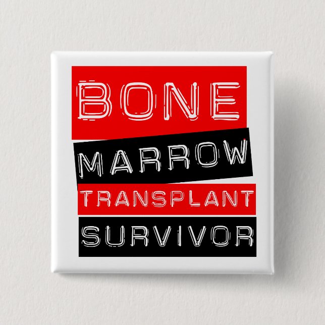 Bóton Quadrado 5.08cm Estilo do Rótulo - Sobrevivência do Transplante da (Frente)