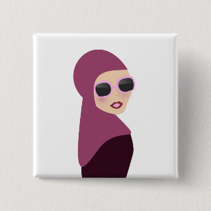Bóton Quadrado 5.08cm Estilo islâmico da senhora do hijab do muslima do