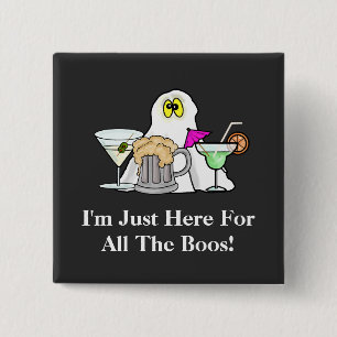Bóton Quadrado 5.08cm Estou aqui para o Botão Fantasma do Boos Hallowee