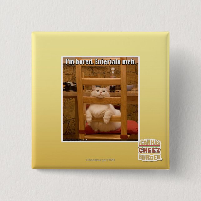 Bóton Quadrado 5.08cm Estou entediado. (Frente)