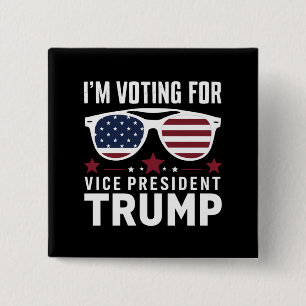 Bóton Quadrado 5.08cm Estou votando no Vice Presidente Trump Eleição 202