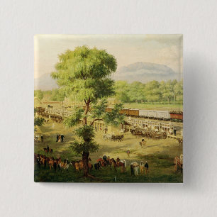 Bóton Quadrado 5.08cm Estrada de ferro no vale de México, 1869