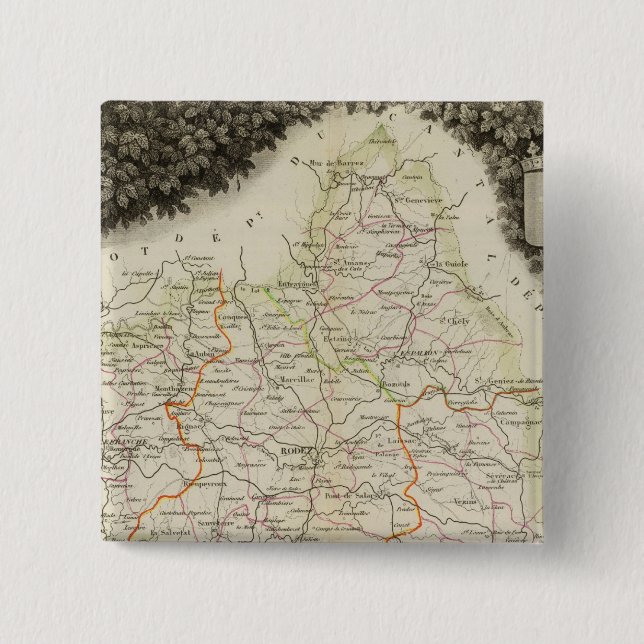Bóton Quadrado 5.08cm Estradas, Cidades, Cidades (Frente)