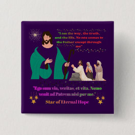 Bóton Quadrado 5.08cm Estrela da Esperança Eterna roxo escuro