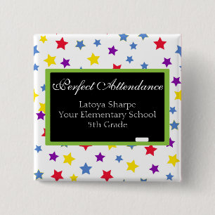 Bóton Quadrado 5.08cm Estrela de Participação Perfeita