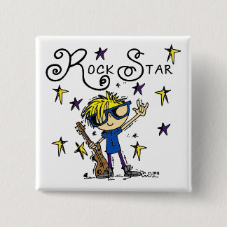 Bóton Quadrado 5.08cm Estrela de Rock Loura