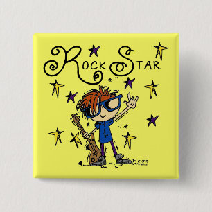 Bóton Quadrado 5.08cm Estrela do rock do menino do Redhead