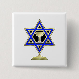 Bóton Quadrado 5.08cm Estrela judaica