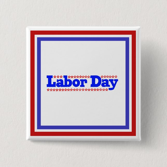 Bóton Quadrado 5.08cm Estrelas do Dia do Trabalho - (Frente)