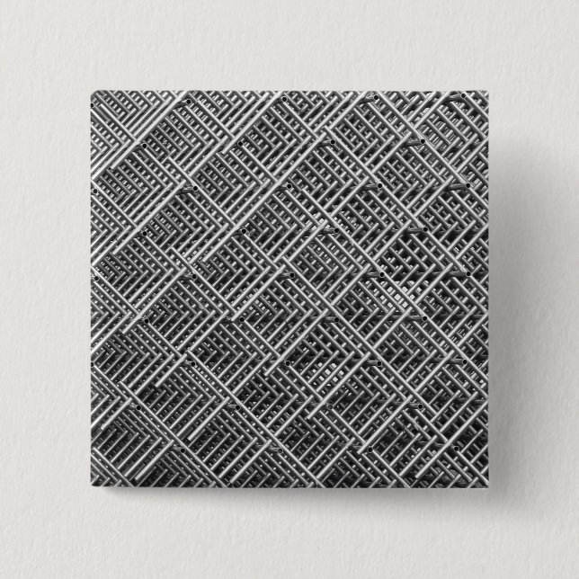 Bóton Quadrado 5.08cm Estrutura de metal complexa (Frente)