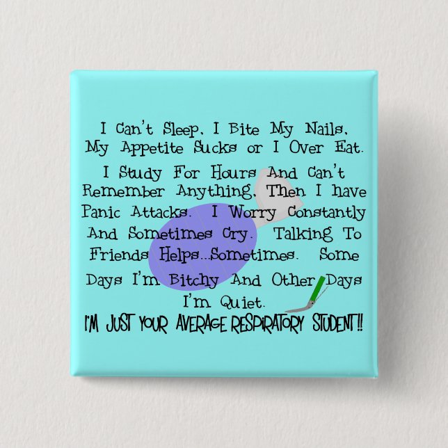 Bóton Quadrado 5.08cm Estudante respiratório médio (Frente)