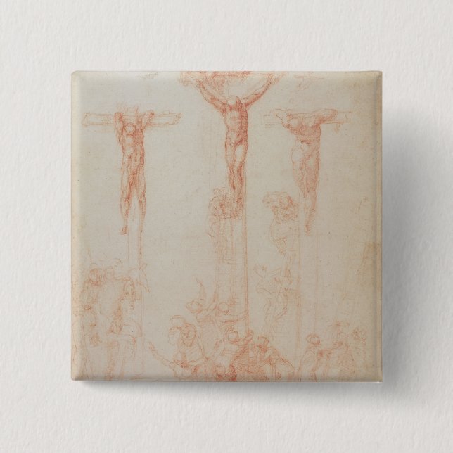 Bóton Quadrado 5.08cm Estudo de três cruzes (Frente)