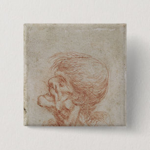Bóton Quadrado 5.08cm Estudo de um ancião, c.1500-05 da cabeça da