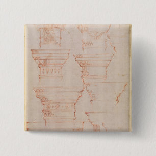 Bóton Quadrado 5.08cm Estudo de W.18v de capitais de coluna