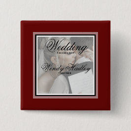 Bóton Quadrado 5.08cm Etiqueta de nome de casamento personalizável Burgu
