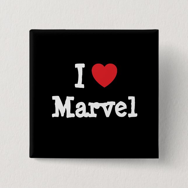 Bóton Quadrado 5.08cm Eu adoro Camiseta Marvel Heart (Frente)