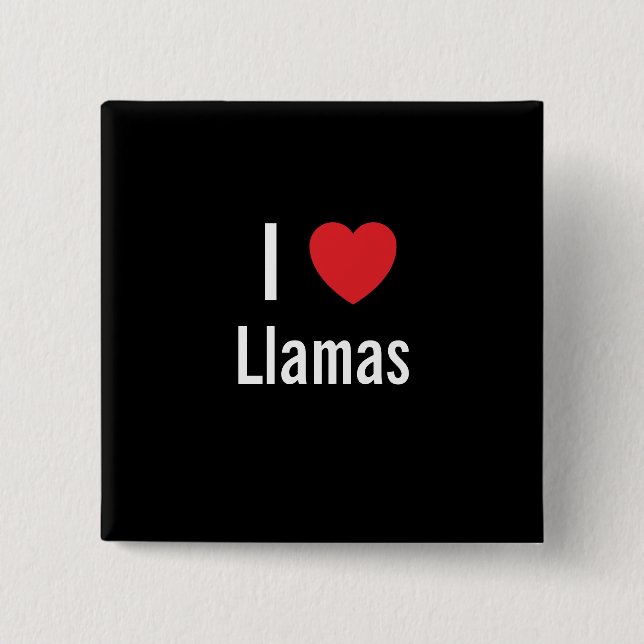 Bóton Quadrado 5.08cm Eu adoro Llamas (Frente)