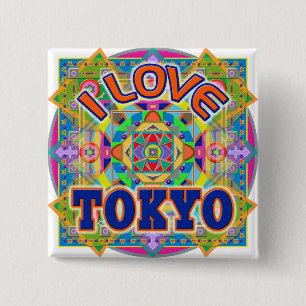 Bóton Quadrado 5.08cm EU ADORO O Botão Happy TOKYO
