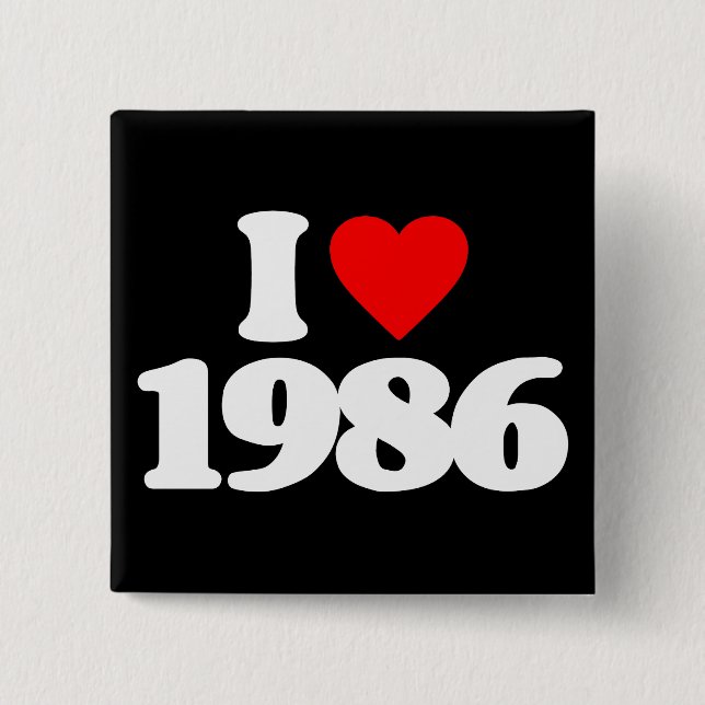 BÓTON QUADRADO 5.08CM EU AMO 1986 (Frente)