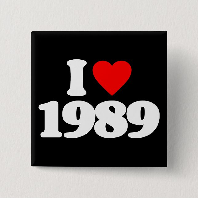 BÓTON QUADRADO 5.08CM EU AMO 1989 (Frente)