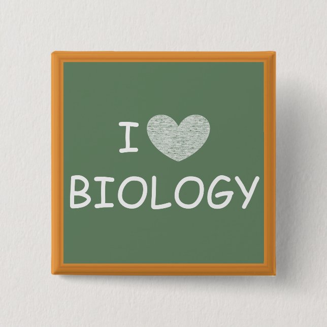 Bóton Quadrado 5.08cm Eu amo a biologia (Frente)