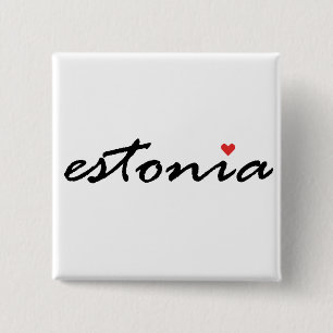 Bóton Quadrado 5.08cm Eu amo a Estônia