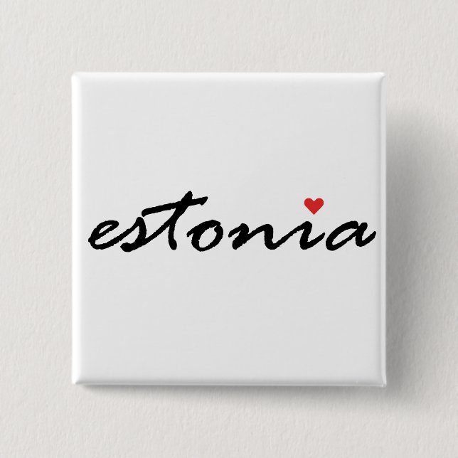 Bóton Quadrado 5.08cm Eu amo a Estônia (Frente)