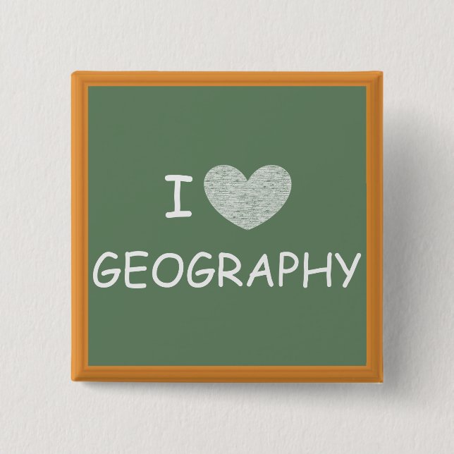 Bóton Quadrado 5.08cm Eu amo a geografia (Frente)