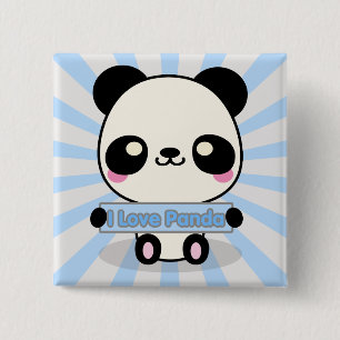 Bóton Quadrado 5.08cm Eu amo a panda