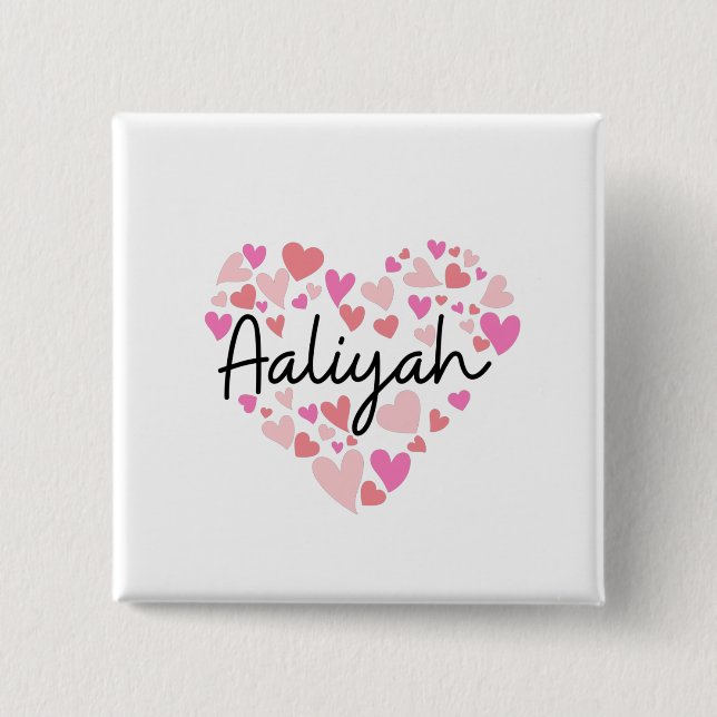 Bóton Quadrado 5.08cm Eu amo Aaliyah (Frente)