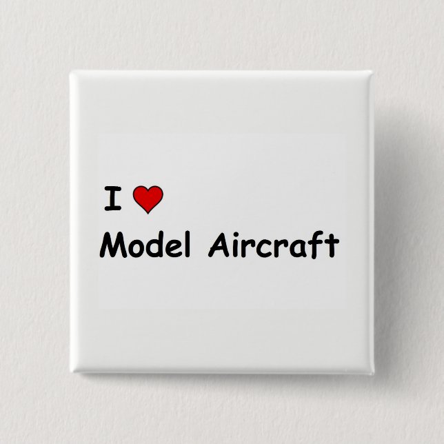 Bóton Quadrado 5.08cm Eu Amo Aeronaves Modelo (Frente)