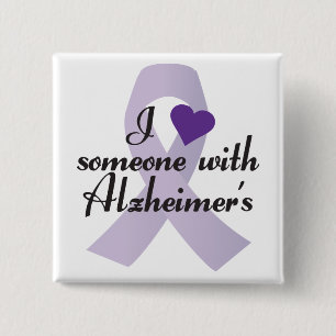 Bóton Quadrado 5.08cm Eu amo alguém com Alzheimers