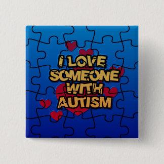 Bóton Quadrado 5.08cm Eu Amo Alguém Com Botão Autismo